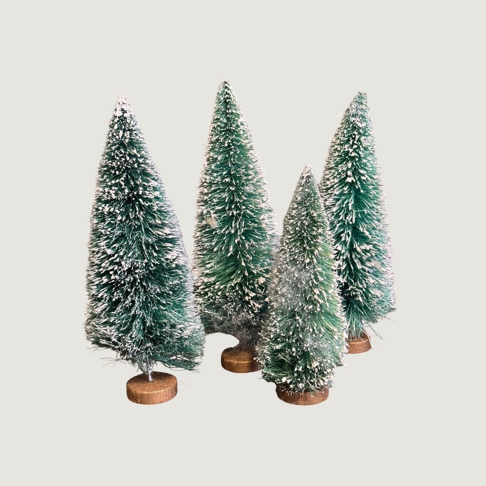 Vintage Bottle Brush Christmas Trees Set of Four